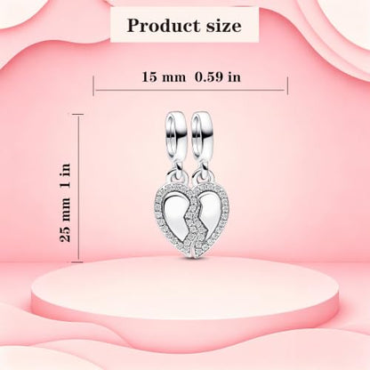 925 Sterling Silver Charms Pendants Mom Heart Dog koi fish Sea Turtle Football Charms for bracelet Pendants Beads Mom Sister Wife Family, Friends, Birthday gifts - style: 2-in-1 Heart Pendant