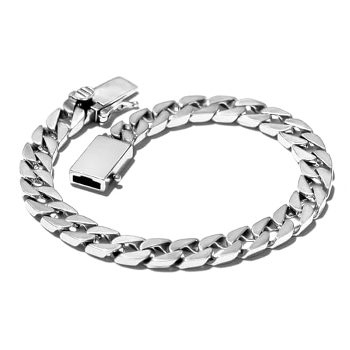 Stainless Steel Mens Cuban Link Chain, Miami Cuban Chain Bracelets for Men, 8mm Wide 7.5 8 8.5 9Inch Hip Hop Mens Bracelets,Gift for Father Husband Son men chain - style: 8mm-Length 7.5 Inches （men's small size）