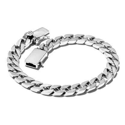 Stainless Steel Mens Cuban Link Chain, Miami Cuban Chain Bracelets for Men, 8mm Wide 7.5 8 8.5 9Inch Hip Hop Mens Bracelets,Gift for Father Husband Son men chain - style: 8mm-Length 7.5 Inches （men's small size）