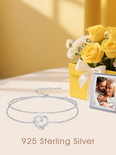 Dorunmo Initial Anklet 925 Sterling Silver Letter A-Z Layered Heart Anklet Beach Jewelry Birthday Gifts for Women - color: C