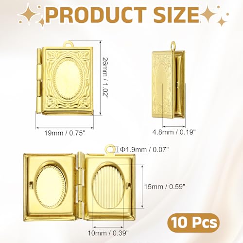 MECCANIXITY Custom Photo Locket Charm, Copper Retro Picture Locket Pendants for DIY Memorial KeyChains Necklace Bracelet Jewelry Making - color: Dark Copper, style: Book