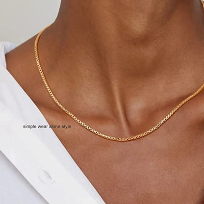 Freekiss Layered Necklace Set for Women Stackable | Herringbone Snake Cuban Rope Chain, Dainty Choker, Layered Stackable, Non Tarnish, Hypoallergenic, Adjustable 14-18.5" - color: Gold, style: Paperclip+O Chain+Box Chain