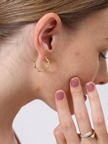 Green Crystal huggie gold hoop earrings for women Girls,14K Gold Plated with 925 Sterling Silver Post color Cubic Zirconia dainty cute Earrings| CZ Stud Earring - color: Bamboo Gold