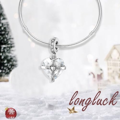 Birthstone Charms 925 Sterling Silver Heart Charms for Bracelets and Necklaces Birthday Day Christmas Gifts For Women - color: D-April