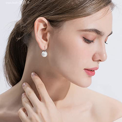 Pearl Earrings for Women 14K Gold Plated Hypoallergenic Pearl Earrings 5A Cubic Zirconia Dangle Earrings Elegant Jewelry - color: yellow