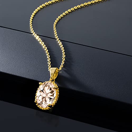 Gem Stone King 11X9MM Oval Gemstone Birthstone Pendant Necklace | 925 Sterling Silver | Solitaire Necklace For Women | With 18 Inch Chain | Fine Jewelry Gifts for Mom Women Wife Her - color: Morganite-October