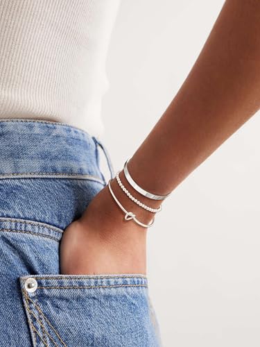 14K Gold Plated Stackable Bangle Bracelets for Women | Dainty Cuff Bracelets, Stackable for Women, Waterproof Bracelet Stack, Gold Jewelry Gifts Trendy Adjustable Accessories - color: 3-layer-C-Silver