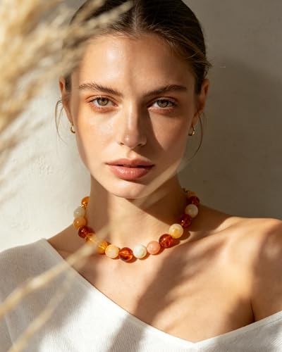 Colorful Chunky Beaded Necklaces for Women Trendy Large Bead Statement Necklace Boho Resin Bead Choker Summer Beach Jewelry Gifts Accessories - color: Brown