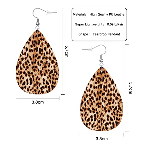 Leopard Print Fashion Leather Teardrop Ear Rings Brown Leopard Spotted Skin Cheetah Fur Leather Leaf Earrings Jewelry For Women Friends - color: Leopard Print
