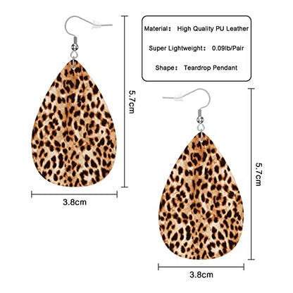 Leopard Print Fashion Leather Teardrop Ear Rings Brown Leopard Spotted Skin Cheetah Fur Leather Leaf Earrings Jewelry For Women Friends - color: Leopard Print