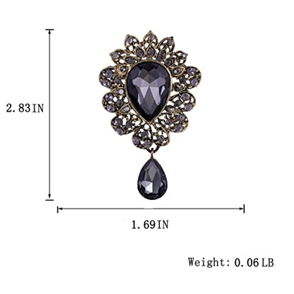seven wolves Women Crystal Bouquet Brooch Pin All-Match Accessories Rhinestone Brooches and Pins - color: Grey A
