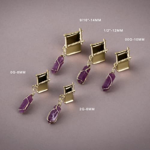 ERKUOO 2PCS Ear Gauges Star Dangle Saddle Ear Tunnels Plugs Flesh Piercing Earrings Expander For Women Body Jewelry - color: 2 Gold, size: 8 mm