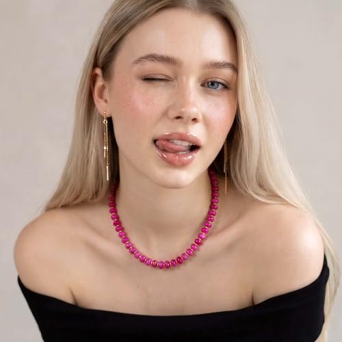 Chunky Beaded Necklace for Women, Colorful Trendy Statement Summer Jewelry Gift - color: necklace-39