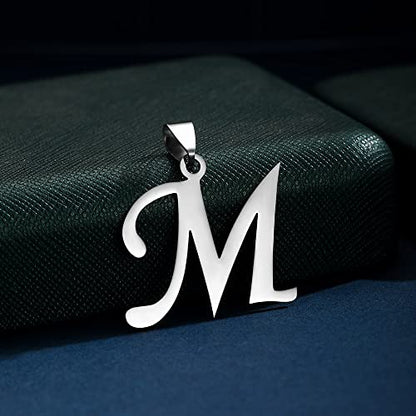 Stainless Steel Initial Letter Connector Charms Alphabet Pendant Diy Craft for Jewelry Making Necklaces Bracelets Keychain - color: Stainless Steel M