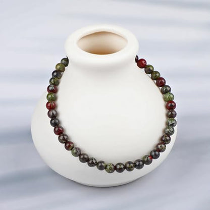 LPBeads Handmade Natural Gemstone Stretch Elastic Bracelet Healing Crystal Round Stone Beads Jewelry Gifts for Women Men - color: Dragon Bloodstone, size: 4mm