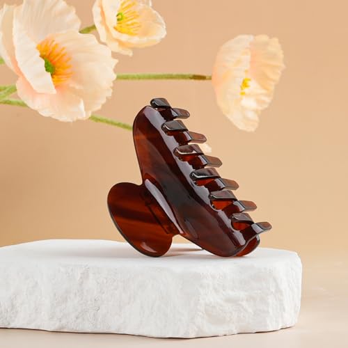 MAORULU Medium Cute Acetate Hair Claw Clips for Women Girls, 3 Inch Cherry Red Claw Clips for Thin & Medium Thick Hair, Durable French Banana Clip with Gift Box (Caramel) - color: Caramel
