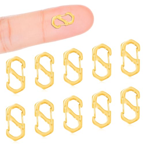 10Pcs Double Opening Lobster Clasps Necklace Shortener Clasp Bracelet Clasps and Closures Stainless Steel Necklace Clasp S Lock Chain Shortener for Necklace Bracelet Connector Jewelry Making(Gold,S) - color: 10PCS-Gold, size: Small