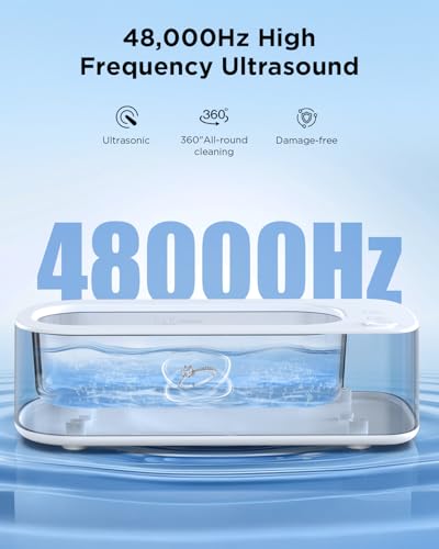 Ultrasonic Jewelry Cleaner Machine: 48KHz Ultra Sonic Cleaner for Jewelry,Eyeglass,Rings,Watch Band,Dentures,with Dual Cleaning Modes,350ML 304 Stainless Steel Tank,Gift for Wife,Mom,Daughter - color: White