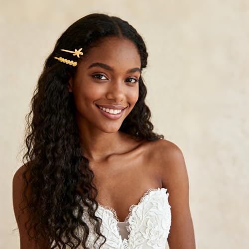 Wecoe Gold Starfish & Seashell Metal Hair Clips Side Comb Set Fancy Decorative Bobby Pins – Beach Wedding Hair Accessories for Women