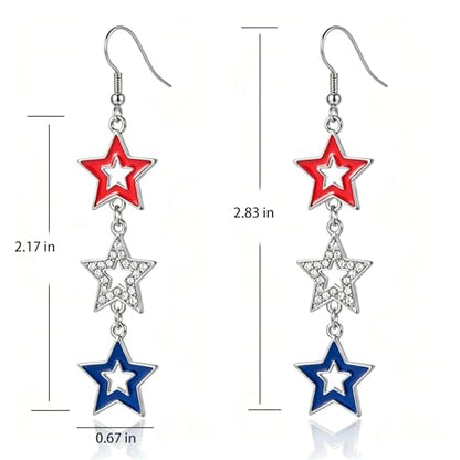 4th of July Earrings,Patriotic Dangle Stud for Women, Fourth of July Jewelry for Veterans Day - color: B