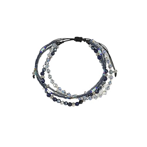 Boho Braided Beaded Ankle Bracelets Handmade Adjustable Beach Wrap Bracelet Draw String Anklets Bracelets Gifts for Women - color: Blue