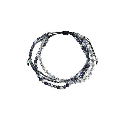 Boho Braided Beaded Ankle Bracelets Handmade Adjustable Beach Wrap Bracelet Draw String Anklets Bracelets Gifts for Women - color: Blue