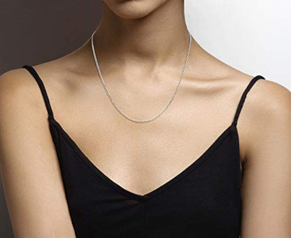 Miabella Italian 925 Sterling Silver, 18K Gold Plated 925 Sterling Silver 2.3mm Curb Cuban Link Chain Necklace Made in Italy - size: Length 20 Inches, style: sterling silver