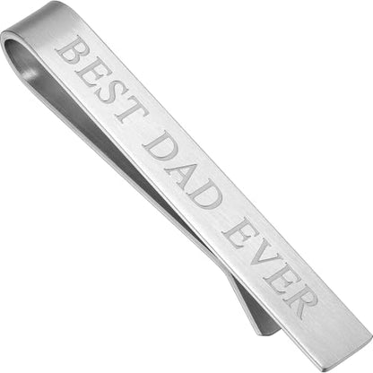 HAWSON Father of the Bride and Groom Tie Clip Best Man Skinny Stainless Steel Marriage Tie Bar Wedding Gift for Man - style: 2''-BEST DAD EVER