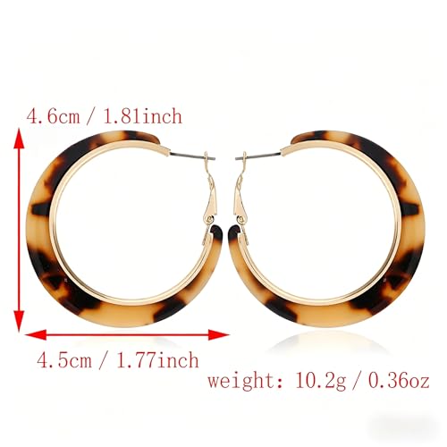 Tortoiseshell Hoop Earrings for Women Colorful Leopard Charm Earrings C-Shaped Circular Statement Earring Lightweight Resin Earring Party Holiday Birthday Party Daily Wear Jewelry - color: Brown