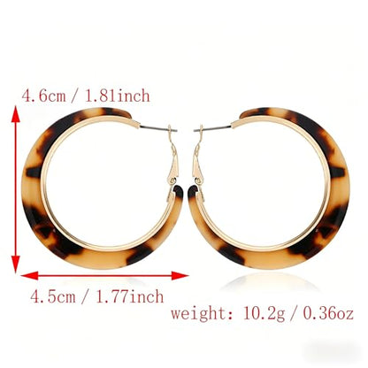 Tortoiseshell Hoop Earrings for Women Colorful Leopard Charm Earrings C-Shaped Circular Statement Earring Lightweight Resin Earring Party Holiday Birthday Party Daily Wear Jewelry - color: Brown