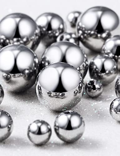 Prjndjw 25Pcs 14G 16G Replacement Balls internal thread & Externally Threaded Surgical Steel Balls Industrial Barbell Tongue Nipple Belly Button Eyebrow Rook Piercing Rings Parts 3MM-8MM - color: 25Pcs-16G-Silvertone