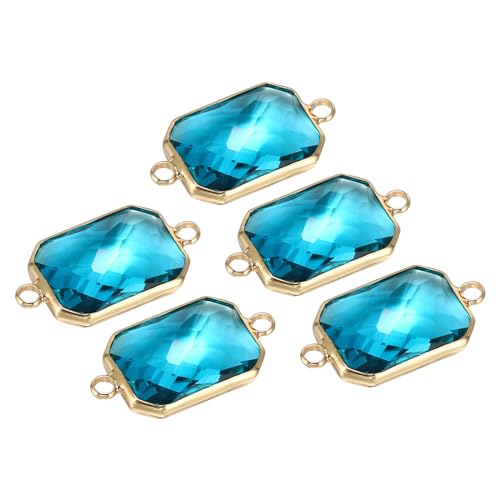 PATIKIL Birthstone Connector Link, Diamond Clear Charm Links, Glass Jewelry Findings Crystal Bead Link for Drop Dangle Pendants Necklace Bracelet Earring - color: Light Blue