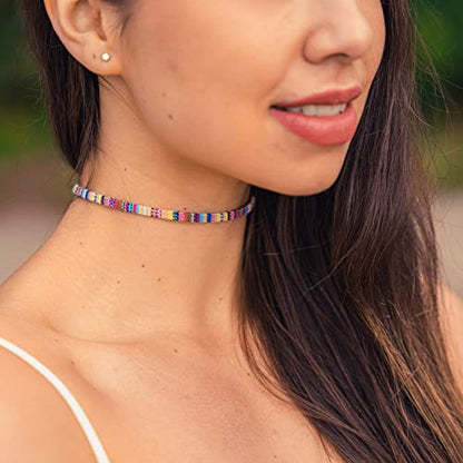 Made by Nami Boho Choker for Women and all Genders Waterproof & Adjustable Surfer Necklace Choker for Pride Parade & Hippie Festival - color: Yellow
