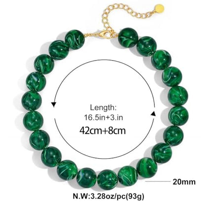 Chunky Beaded Necklace for Women, Colorful Trendy Statement Summer Jewelry Gift - color: necklace-21