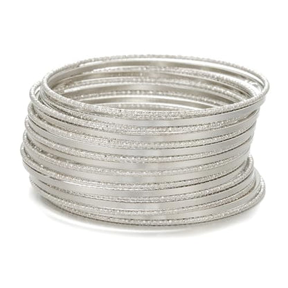 Gold Bangles for Women, 12 Pcs Boho Stackable Bracelets Multi Layer Textured Chunky Bracelets Jewelry Set for Women - color: Style B- 17 pcs silver