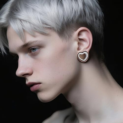 DOEARKO 6PCS Heart Shape Ear Tunnels Plugs Stainless Steel Hollow Double Flared Ear Gauges Tunnels Stretcher Body Piercing Earring Jewelry for Women Men 8mm-19mm - color: 3P-BH, size: 10 mm