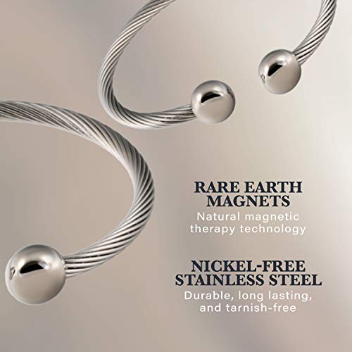 Twisted Stainless Steel Magnetic Therapy Bracelet High Power Magnets, For Men and Women - size: Small - Wrist Size 6" - 6.5"
