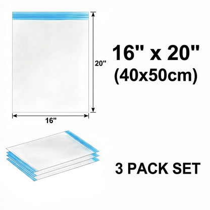 3 Pcs Travel Vacuum Compression Bags, Reusable Clothing Luggage Storage Bags, Essential Travel Items That Can Save Space - color: Transparent, size: 16x20 inch