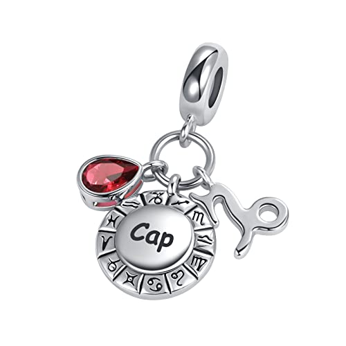 Teardrop Birthstone Birthday Constellation Charm for Women Pandora Bracelets Horoscope Zodiac Sign Anniversary Dangle Bead for Mom Sister Grandma - style: Capricorn(12.22-1.19)