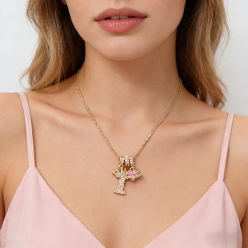 18K Gold & Silver Plated Initial Necklaces for Women - color: I-Gold