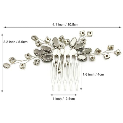 Green Bridal Hair Comb Small Wedding White Emerald Crystal Silver Vine Hair Piece Accessories for Women Girls