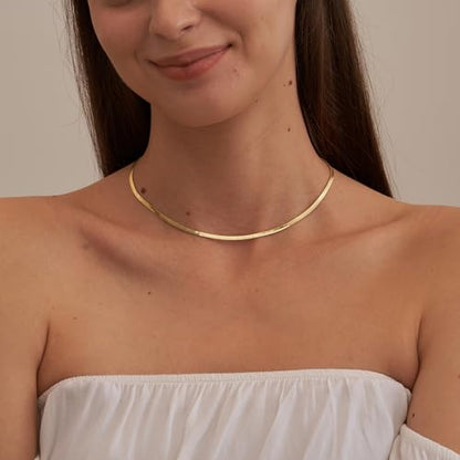 CHESKY Gold Necklace for Women 14K Plated/S925 sterling silver Snake Chain | Dainty Gold Necklace,Thin Chunky Chain,Simple Choker Necklaces for Women,Non tarnish Trendy Jewelry, Gifts for Women - color: gold, style: 3mm 14 inch snake