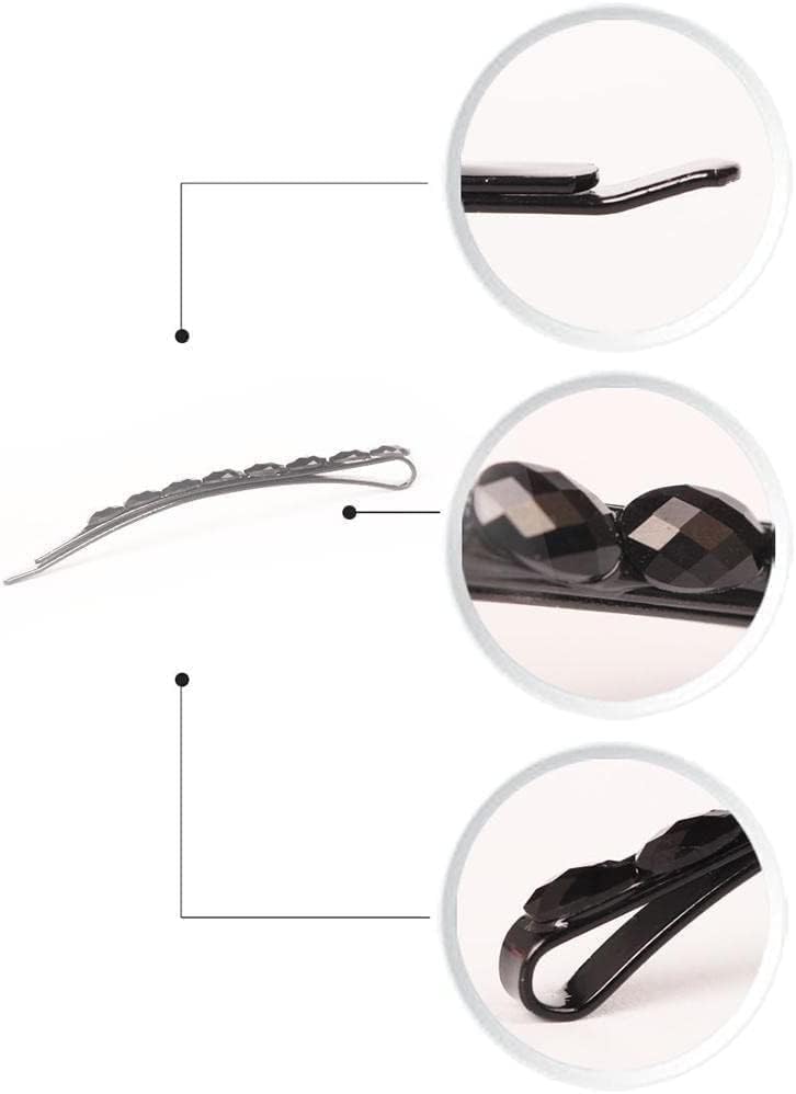 4Pcs Black Rhinestone Bobby Pins, Black Bobby Pins，Sparkly Crystal Diamond Hair Pins for Women, Metal Decorative Hair Barrettes for Decoration Hair Accessories