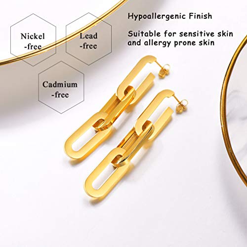 PROSTEEL Stainless Steel Huggie Hoop Earrings for Mens Gold/Black/Silver | Skull/Infinity Pattern, Spike/Cuban Links 4 Design Options Hypoallergenic Lightweight Earring Hip Hop Punk Gothic Jewelry - style: 13-Link Dangle-Gold