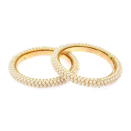 Efulgenz Indian Bollywood Faux Pearl Beaded Bracelet Bangle Bridal Sets - size: 2-6