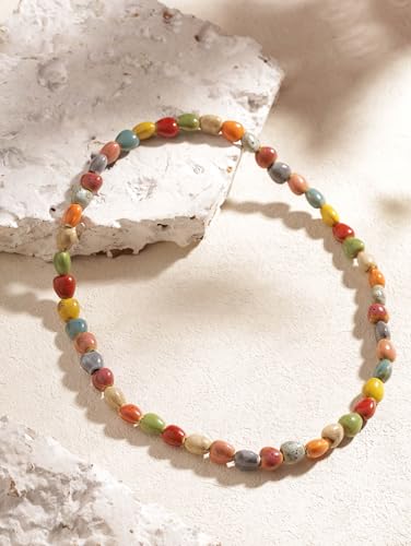 MINACHI Boho Colorful Ceramic Bead Wrap Strand Bracelet for Women, Bohemian Hippie Summer Jewelry Gift - color: S01