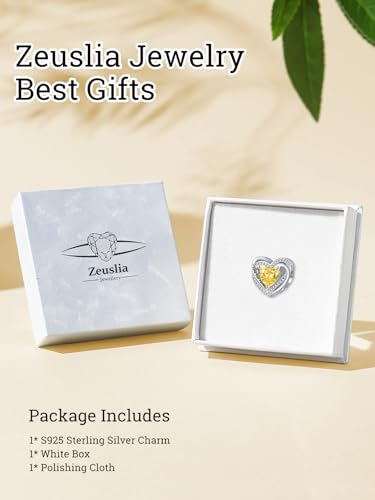 Heart Birthstone Charms for Bracelets, 925 Sterling Silver Women Bead Charms for Charm Bracelets Necklace, Mother's Day Birthday Anniversary Jewelry Gifts for Wife Mom Grandma Daughter - style: Bead - Nov - Citrine