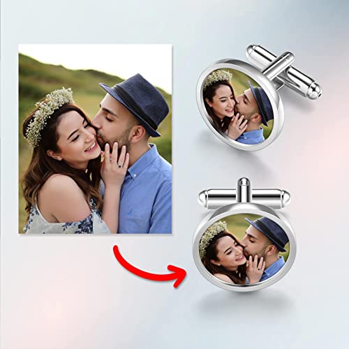 Zysta Personalized Cufflinks for Men Custom Photo Cufflinks Stainless Steel Cufflinks with Picture Customized Wedding Memorial Gift for Groom Father of the Bride - style: Round