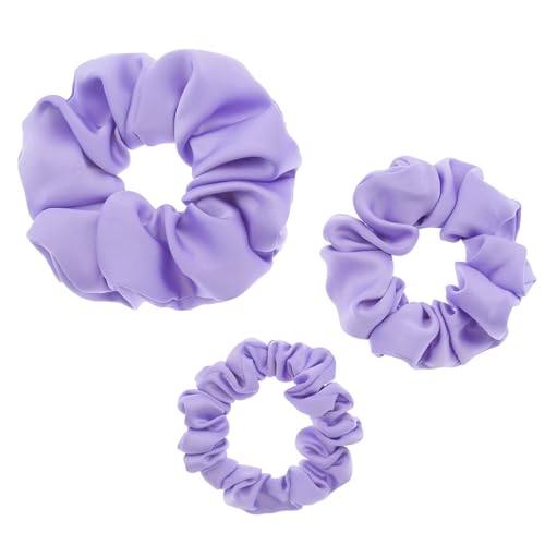 3 Pieces Satin Scrunchies Set for Hair No Crease Elastic Hair Ties for Women and Girls (Purple) - color: Purple