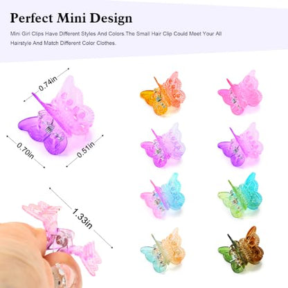 Mini Butterfly Hair Clips, Y2K 90s 50pcs Tiny Cute Festiva Hair Accessories, Small Claw Barrette jewelry for Women Girls (Two Tone) - color: Two Tone